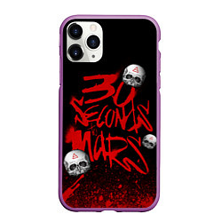 Чехол iPhone 11 Pro матовый Thirty seconds to mars skulls, цвет: 3D-фиолетовый