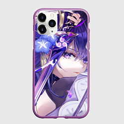 Чехол iPhone 11 Pro матовый Genshin Impact Райден, цвет: 3D-фиолетовый