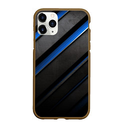 Чехол iPhone 11 Pro матовый Black blue lines