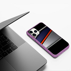 Чехол iPhone 11 Pro матовый Blue black red, цвет: 3D-фиолетовый — фото 2