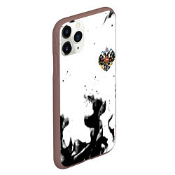 Чехол iPhone 11 Pro матовый Герб РФ огненный стиль чернобелый, цвет: 3D-коричневый — фото 2
