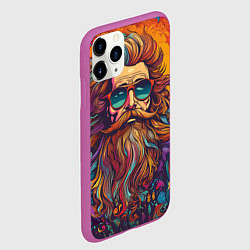 Чехол iPhone 11 Pro матовый Стильный хиппи в очках, цвет: 3D-фиолетовый — фото 2