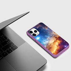 Чехол iPhone 11 Pro матовый Оранжевая небула космос, цвет: 3D-фиолетовый — фото 2
