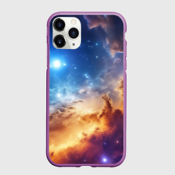 Чехол iPhone 11 Pro матовый Оранжевая небула космос, цвет: 3D-фиолетовый