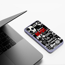 Чехол iPhone 11 Pro матовый AC DC all logo band, цвет: 3D-светло-сиреневый — фото 2