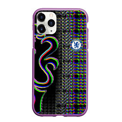 Чехол iPhone 11 Pro матовый Chelsea fc glitch, цвет: 3D-фиолетовый