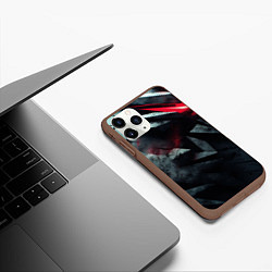 Чехол iPhone 11 Pro матовый Черная металлическая с красной вставкой, цвет: 3D-коричневый — фото 2