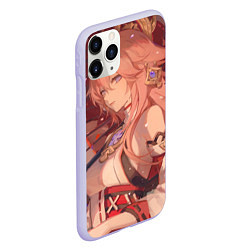 Чехол iPhone 11 Pro матовый Genshin Impact Яэ Miko, цвет: 3D-светло-сиреневый — фото 2