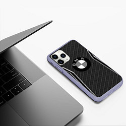 Чехол iPhone 11 Pro матовый BMW carbon sport, цвет: 3D-светло-сиреневый — фото 2