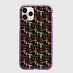 Чехол iPhone 11 Pro матовый Goblincore - мухоморы, цвет: 3D-фиолетовый