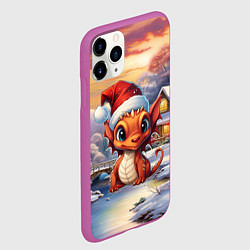 Чехол iPhone 11 Pro матовый Дракон снегозавр, цвет: 3D-фиолетовый — фото 2