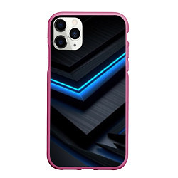 Чехол iPhone 11 Pro матовый Голубая абстракция, цвет: 3D-малиновый