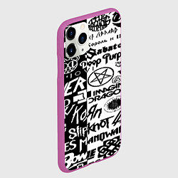 Чехол iPhone 11 Pro матовый Логотипы лучших групп черно белый, цвет: 3D-фиолетовый — фото 2