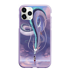 Чехол iPhone 11 Pro матовый Унесенные призраками- дракон и девочка, цвет: 3D-светло-сиреневый