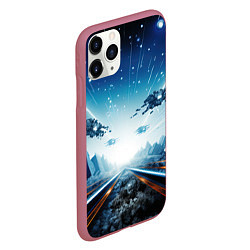 Чехол iPhone 11 Pro матовый Космическая абстракция, цвет: 3D-малиновый — фото 2