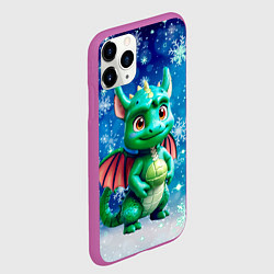 Чехол iPhone 11 Pro матовый Маленький дракончик в снежинках, цвет: 3D-фиолетовый — фото 2