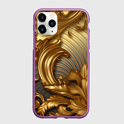 Чехол iPhone 11 Pro матовый Золотая текстура и абстракции, цвет: 3D-фиолетовый