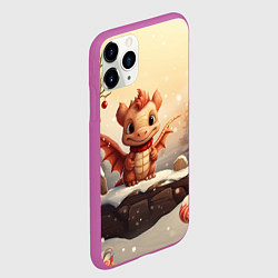 Чехол iPhone 11 Pro матовый Новогодний дракон 2024 символ года, цвет: 3D-фиолетовый — фото 2