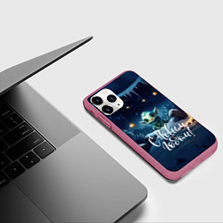 Чехол iPhone 11 Pro матовый С новым годом новогодний дракон 2024, цвет: 3D-малиновый — фото 2
