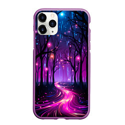 Чехол iPhone 11 Pro матовый Неоновая река, цвет: 3D-фиолетовый
