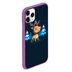 Чехол iPhone 11 Pro матовый Светящийся новогодний олень, цвет: 3D-фиолетовый — фото 2