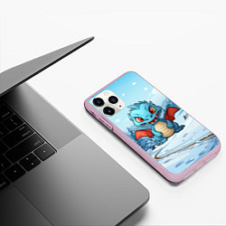 Чехол iPhone 11 Pro матовый Дракон на зимнем заснеженном фоне, цвет: 3D-розовый — фото 2