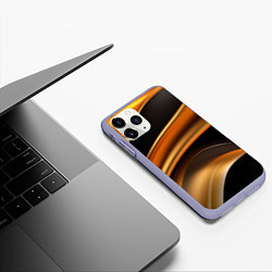 Чехол iPhone 11 Pro матовый Yellow black style, цвет: 3D-светло-сиреневый — фото 2
