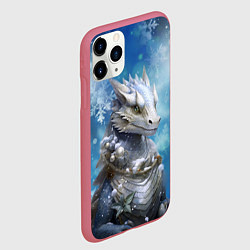 Чехол iPhone 11 Pro матовый Зимний дракон, цвет: 3D-малиновый — фото 2