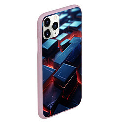 Чехол iPhone 11 Pro матовый Синие плиты абстракция разлома, цвет: 3D-розовый — фото 2