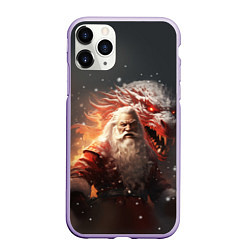 Чехол iPhone 11 Pro матовый Дед Мороз и символ года, цвет: 3D-светло-сиреневый
