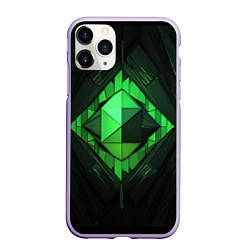 Чехол iPhone 11 Pro матовый Green abstract geometry, цвет: 3D-светло-сиреневый