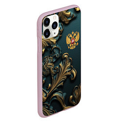 Чехол iPhone 11 Pro матовый Герб России и бирюзовый фон, цвет: 3D-розовый — фото 2