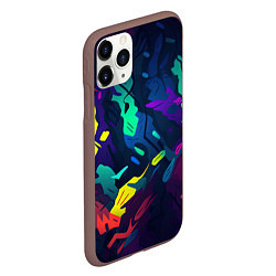 Чехол iPhone 11 Pro матовый Яркая абстракция в стиле камуфляжа, цвет: 3D-коричневый — фото 2