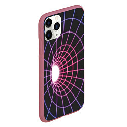 Чехол iPhone 11 Pro матовый Искаженный неоновый каркас, цвет: 3D-малиновый — фото 2