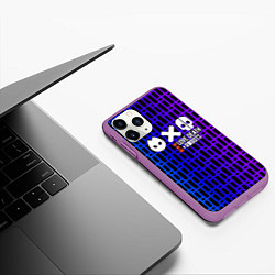 Чехол iPhone 11 Pro матовый Любовь смерть и роботы неон, цвет: 3D-фиолетовый — фото 2