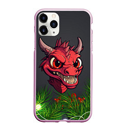 Чехол iPhone 11 Pro матовый Голова злого дракона 2024, цвет: 3D-розовый