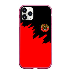 Чехол iPhone 11 Pro матовый СССР красный стиль силы, цвет: 3D-малиновый