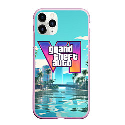 Чехол iPhone 11 Pro матовый GTA6 солечный город, цвет: 3D-розовый