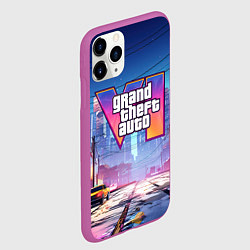 Чехол iPhone 11 Pro матовый GTA 6 неоновый город, цвет: 3D-фиолетовый — фото 2