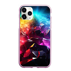 Чехол iPhone 11 Pro матовый Радужные блестящие камни, цвет: 3D-розовый