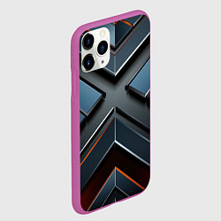 Чехол iPhone 11 Pro матовый Темная объемная геометрия, цвет: 3D-фиолетовый — фото 2