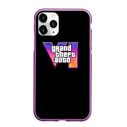 Чехол iPhone 11 Pro матовый Gta 6 logo, цвет: 3D-фиолетовый