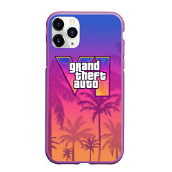 Чехол iPhone 11 Pro матовый GTA 6 official, цвет: 3D-фиолетовый