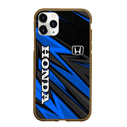 Чехол iPhone 11 Pro матовый Honda motors - синяя спортивная абстракция, цвет: 3D-коричневый