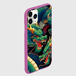 Чехол iPhone 11 Pro матовый Два Японских дракона - ирезуми, цвет: 3D-фиолетовый — фото 2