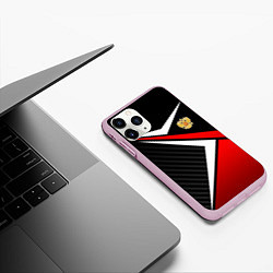 Чехол iPhone 11 Pro матовый Russia - black and red, цвет: 3D-розовый — фото 2