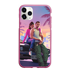 Чехол iPhone 11 Pro матовый Jason & Lucia - GTA 6 official art, цвет: 3D-малиновый