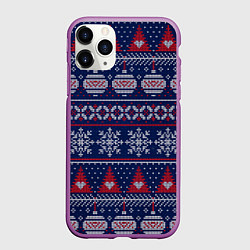 Чехол iPhone 11 Pro матовый New Years sweater, цвет: 3D-фиолетовый