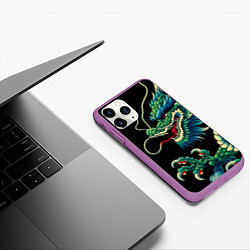 Чехол iPhone 11 Pro матовый Japanese irezumi - dragon, цвет: 3D-фиолетовый — фото 2