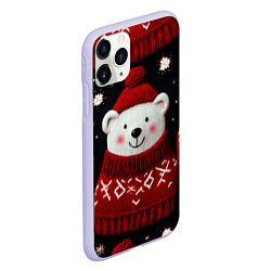 Чехол iPhone 11 Pro матовый Новогодние медведи, цвет: 3D-светло-сиреневый — фото 2